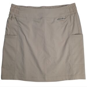 Eddie Bauer Twin River Tan Stripe Performance Adventure Skirt SZ M